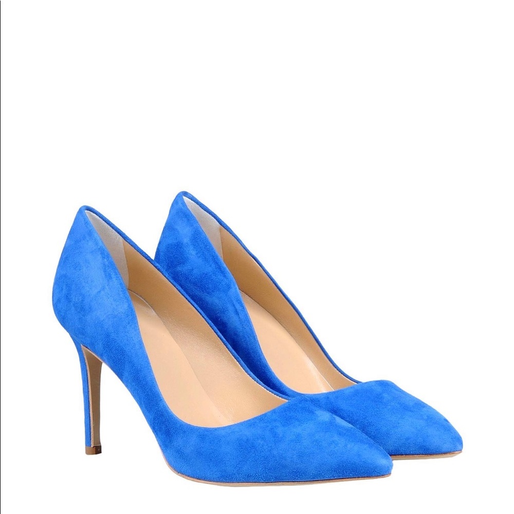 8 blue suede heels